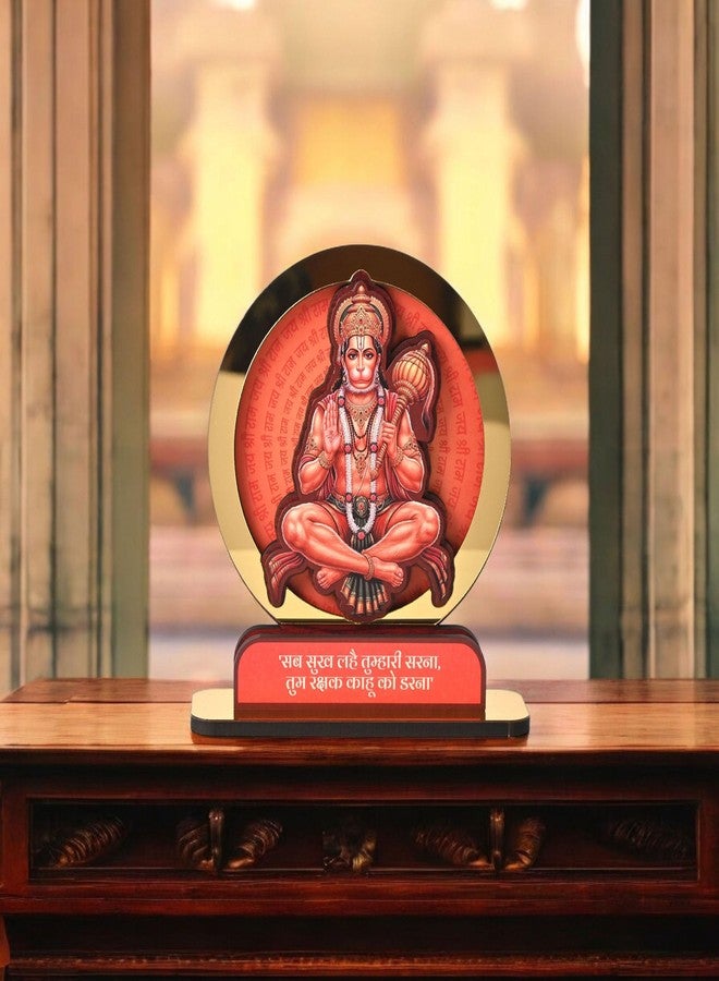 Gift Kya De Engineered Wood Shri Hanuman Ji Idol | Bajrangbali Murti for Home Mandir & Office | Sankat Mochan Pavanputra Hanuman Statue for Puja, Hanuman Jayanti, 14 x 5 Cm, Orange Red - Image 1